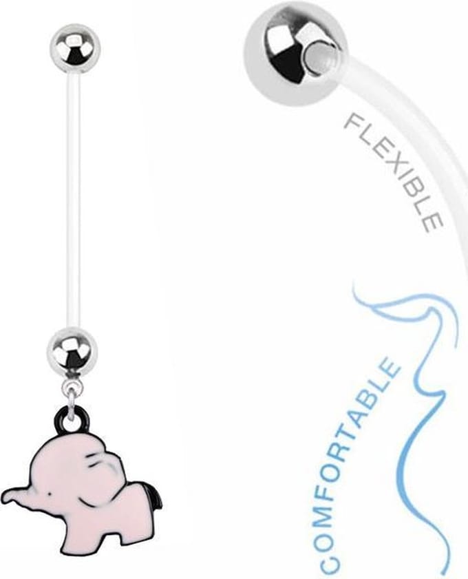 Fako Bijoux® - Zwangerschapspiercing - Olifantje - Roze