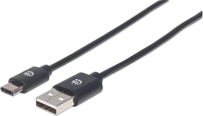 Manhattan 354912 USB-kabel USB 2.0 USB-A stekker, USB-C stekker 0.50 m Zwart