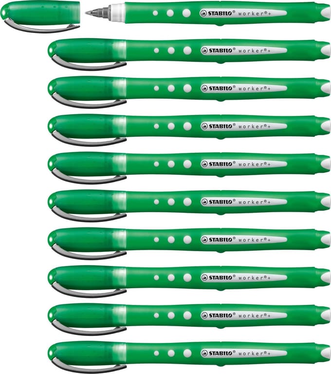 STABILO worker+ colorful - Rollerball Pen 0.5 mm - Groen - Doos 10 stuks