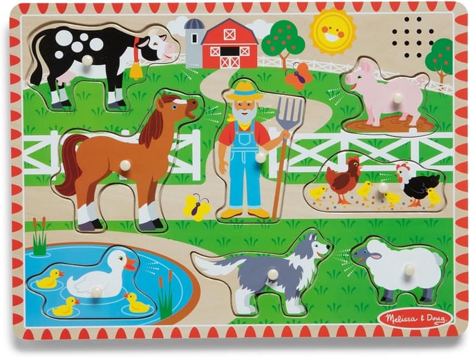 Houten Geluidenpuzzel Old MacDonald's Farm voor Peuters