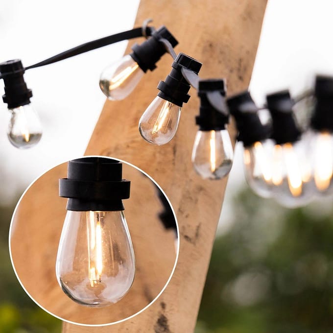 Prikkabel set met 1 watt filament lampen van helder glas: optie dimbaar