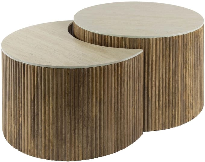 Giga Meubel Salontafel Nuovo - Travertin - Set Van 2 - 60x60x40cm
