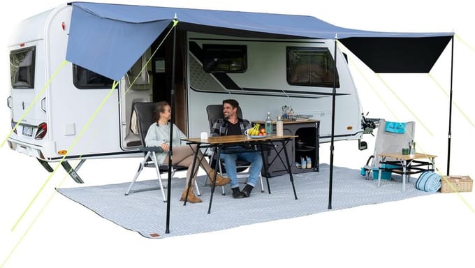 Caravan Luifel - Zonnedak Voortent - Camping Bescherming - UV-Bestendig 50+ - 4 meter breed - Grijs