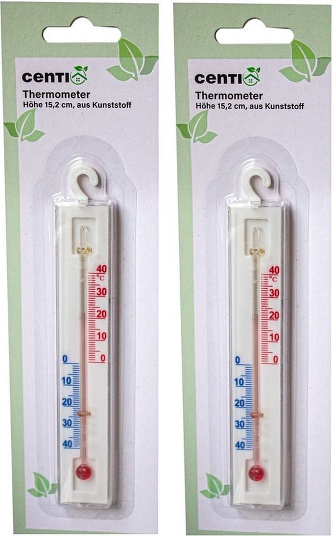 Kunststof Thermometer Wit voor binnen of buiten set van 2 stuks