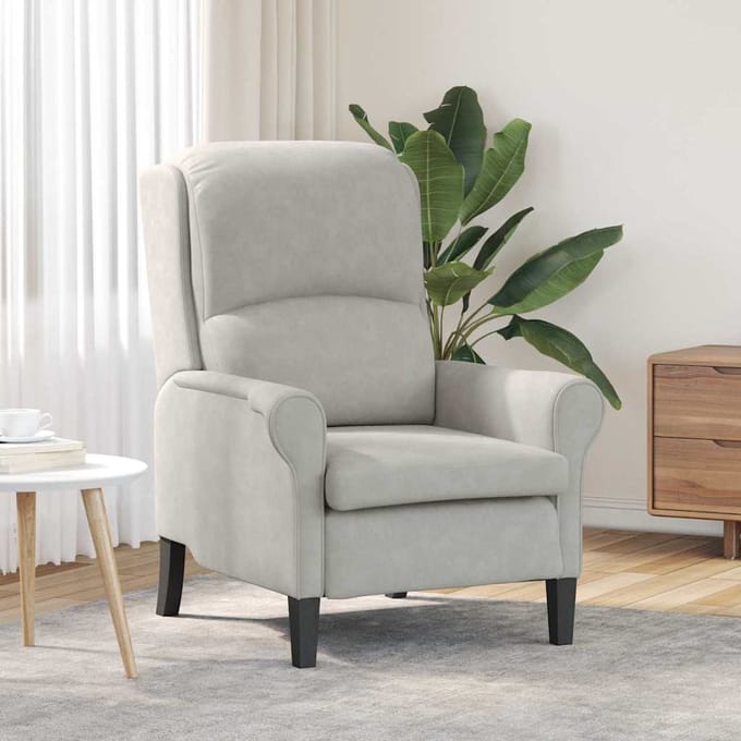 vidaXL - Fauteuil - Lichtgrijs - 76 - x - 94 - x - 102 - cm - Microvezel