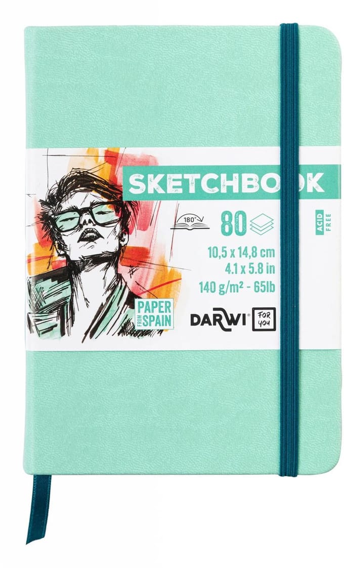 Darwi DFY - Schetsboek - A6 - 140 g - Mintgroen - 80 vellen