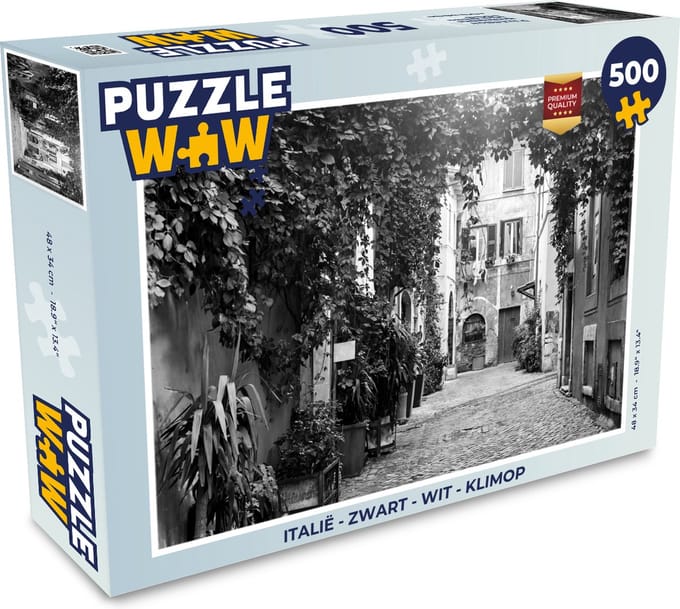 Puzzel Italië - Zwart - Wit - Klimop - Legpuzzel - Puzzel 500 stukjes