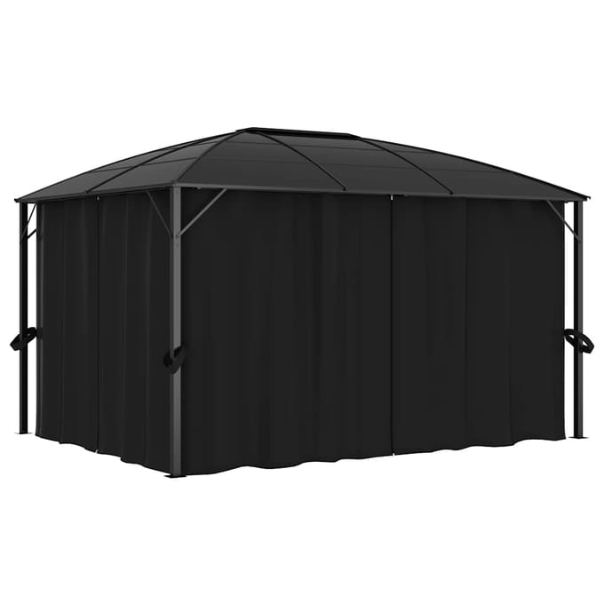 vidaXL - Prieel - met - gordijnen - 400x300x265 - cm - antraciet