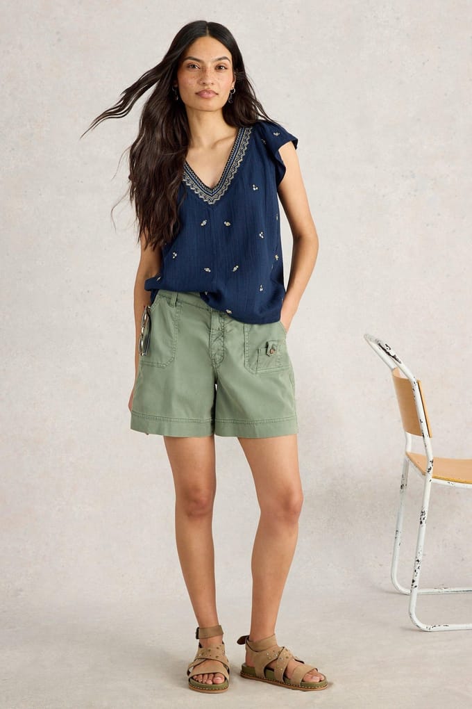 White Stuff Lucie Embroidered Top Navy Multi Taglia: 14 | Magliette intime Outlet | Donna | Blu