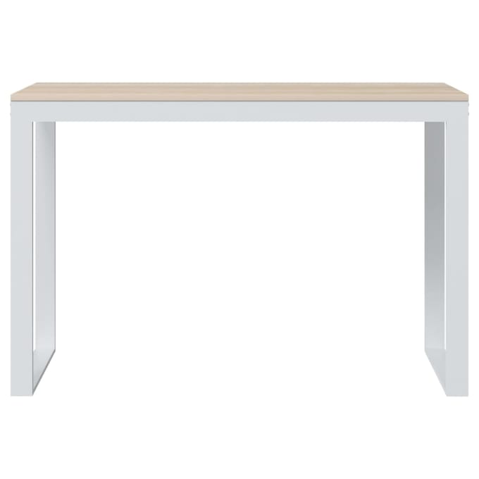 vidaXL - Computerbureau - 110x60x73 - cm - spaanplaat - wit - en - eikenkleurig