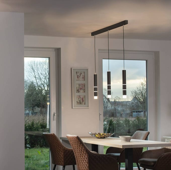 LED hanglamp PURE Vega, drie cilinders, zwart