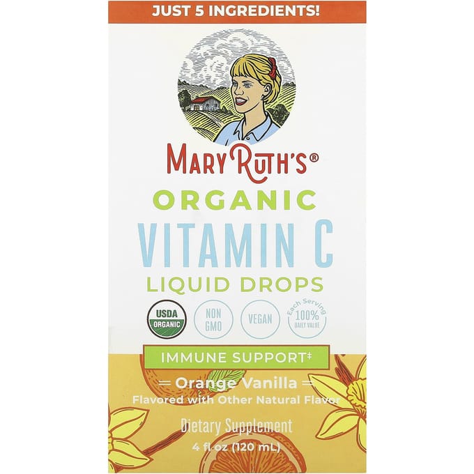 MaryRuth's, Gouttes Liquides de Vitamine C Bio, Orange Vanille, 4 fl oz (120 ml)