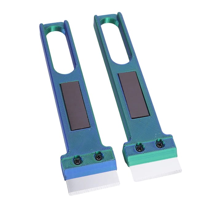 2 STUKS Build Plate Schraper Geschikt voor Bambu Lab 3D-printer Platform Schoonmaak Schraper SK5 Stalen Bladen met Schroef gray