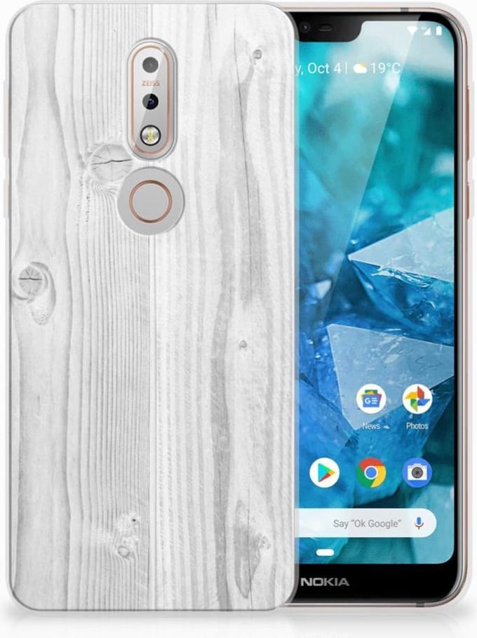 Nokia 7.1 Bumper Hoesje White Wood
