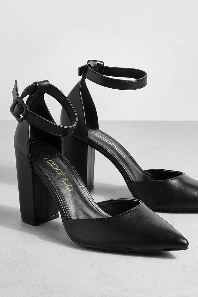 boohoo Dames 2 Part Pointed Heels | Black | Maat: 8