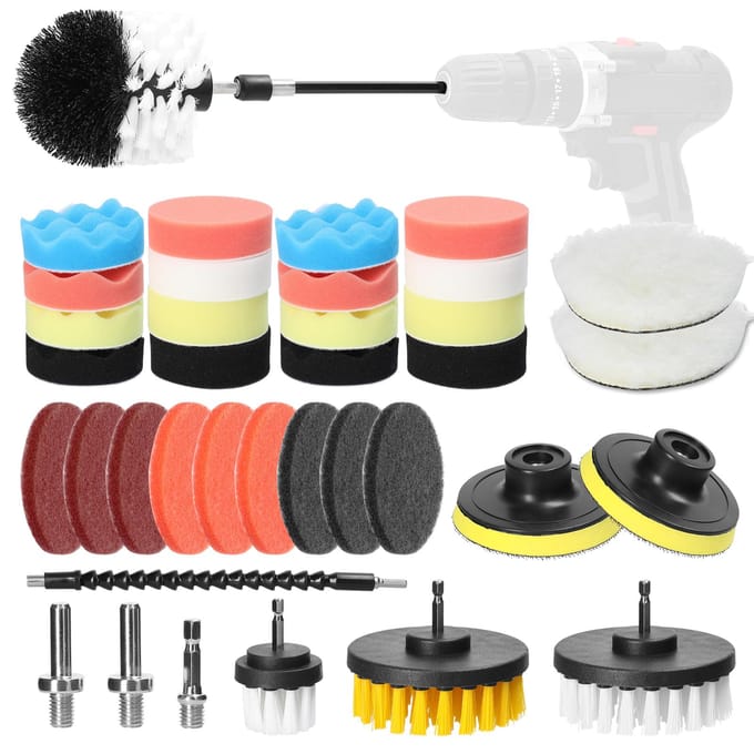 38 STUKS Auto Polijstschijven Waxen Polijsten Spons Pad Kit Set voor Autopoetsmachine Buffer Waxer Schuurmachine red