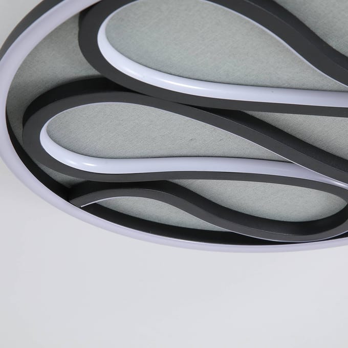Searchlight LED plafondlamp Zendisc, motief druppels, Ø 39 cm, zwart