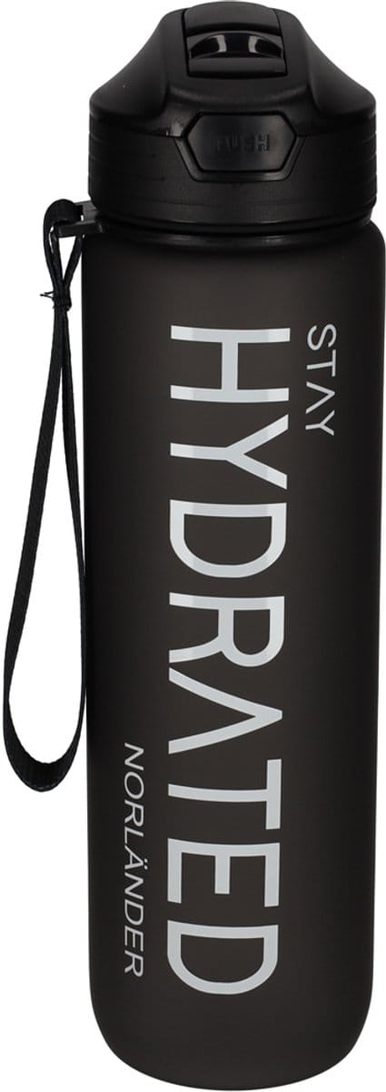NORLÄNDER - Waterfles - Hydrated - Zwart - 1L