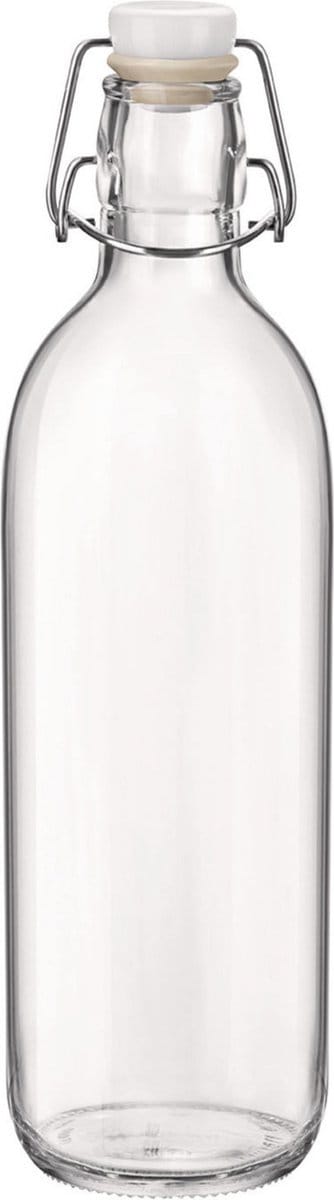 1x Beugelflessen/weckflessen transparant 1 liter 28 cm - Weckflessen - Beugelflessen - Limonadeflessen - Waterflessen - Karaffen