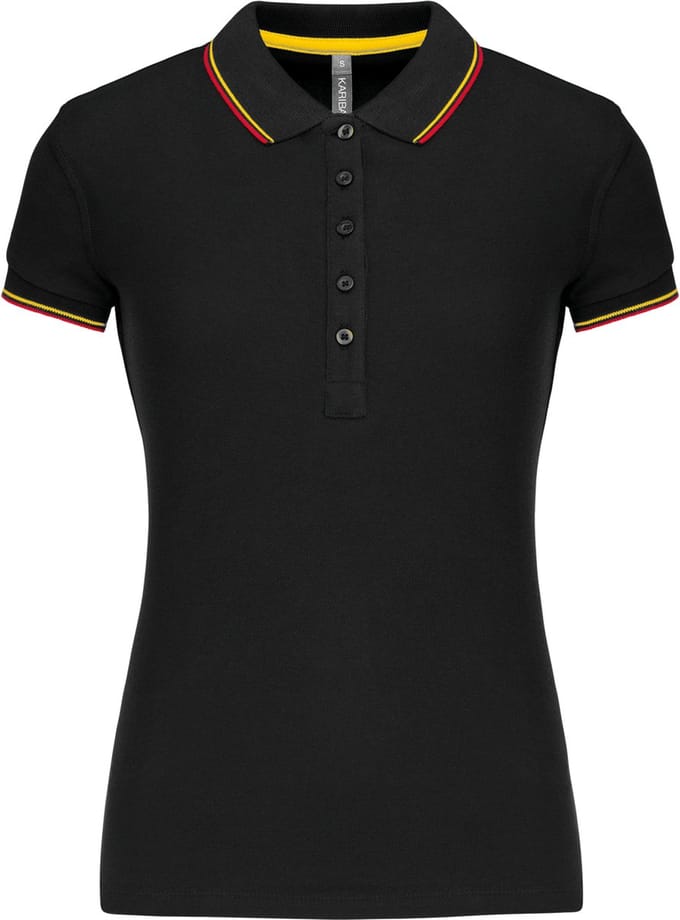Kariban Damespolo korte mouwen K251 - Black / Red / Yellow - S