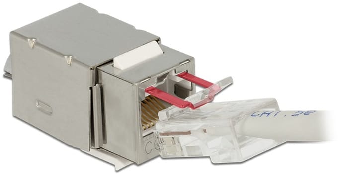 STP CAT6 Gigabit Keystone module RJ45 (beveiligd) - LSA (toolless) / metaal