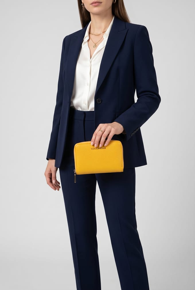 COCCINELLE Leren Kaarthoes Metallic Soft Credit Card Holder Soleado Geel