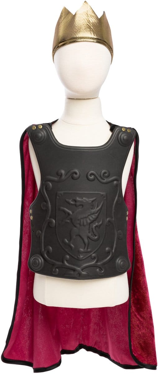 Great Pretenders Verkleedkledij Ridder cape met borstplaat en kroon - Multi - 5/6 jaar - Maat 5-6 jaar