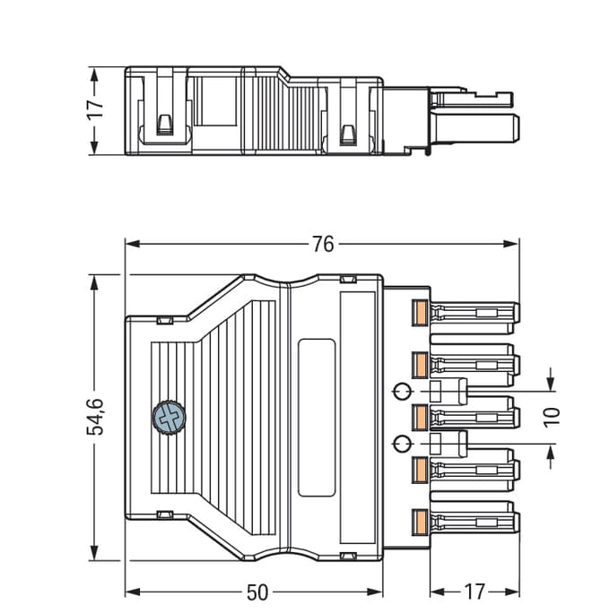 WAGO 5 Polige Vrouwelijke Socket Met Trekontlasting - 770-105