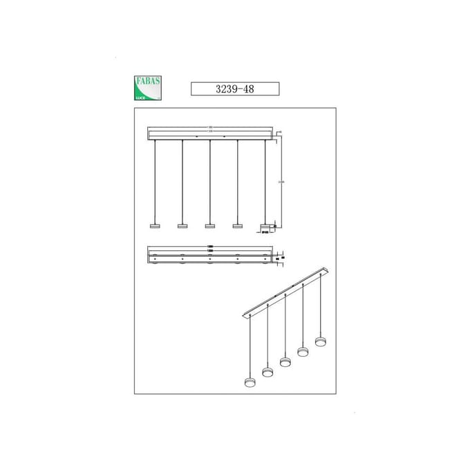 Fabas Luce Hanglamp Dunk, aluminium, 5-lamps, 3.000 K, metaal