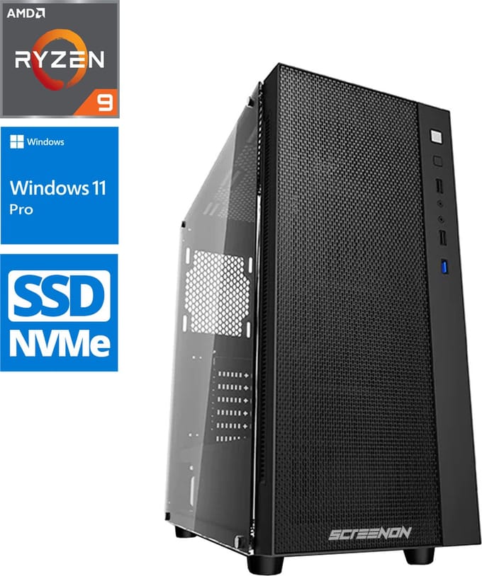 ScreenON - Creator - Ryzen 9 - 2TB NVMe SSD + 4TB HDD - 64GB RAM - RTX 3080 - MultimediaPC.M732011 - Wifi & Bluetooth - Cardreader