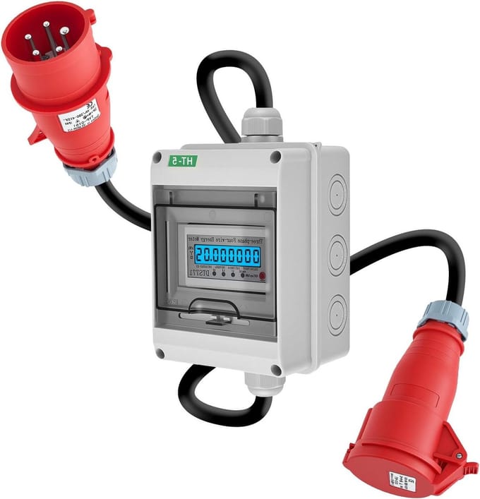 Stroommeter 3 fasen - Digitale energiemeter - Stroomverbruik meten - IP65 waterdicht - 16 A - Wit