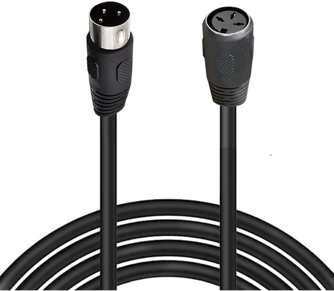 DIN Verlengkabel - MIDI Kabel - Audio Verbinding - 3-Pins Connector - 5 Meter - Zwart