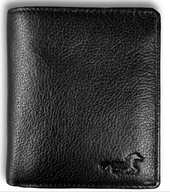 Portemonnee - Staand model - Compact - portefeuille - RFID - Leer - Zwart