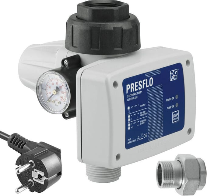 Presflo elektronische pompschakelaar, PF1215, met stekker en 3-delige koppeling