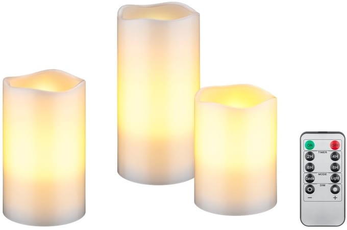 Set van 3 LED Kaarsen - Op afstand bedienbaar - Warm wit