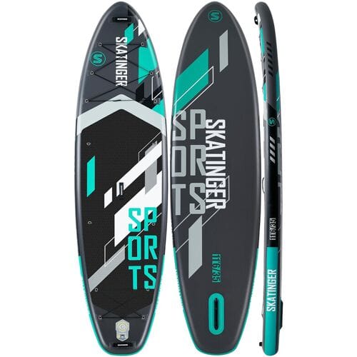 Skatinger Grey Sports Opblaasbaar Yoga SUP Board – Compleet Pakket