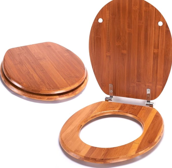 Stevige Toiletzitting met Bamboe Deksel en RVS Scharnieren - Universeel Model