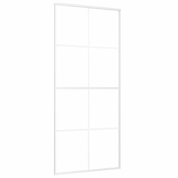 vidaXL - Schuifdeur - 90x205 - cm - ESG-glas - en - aluminium - wit