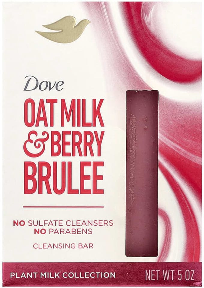 Dove Plant Milk Cleansing Bar Soap, Oat Milk & Berry Brulee, 140 gram