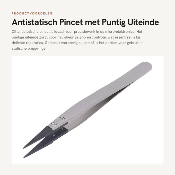 Dailygoods - Antistatisch Pincet met Puntig Uiteinde voor Micro-elektronica