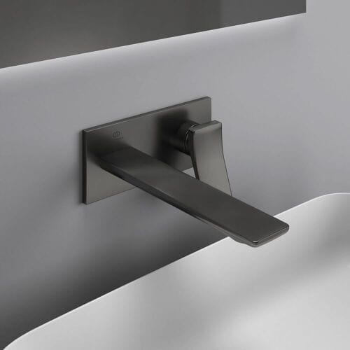 Ideal Standard wall-mounted basin mixer, square rosette, spout 22 cm A7372A5