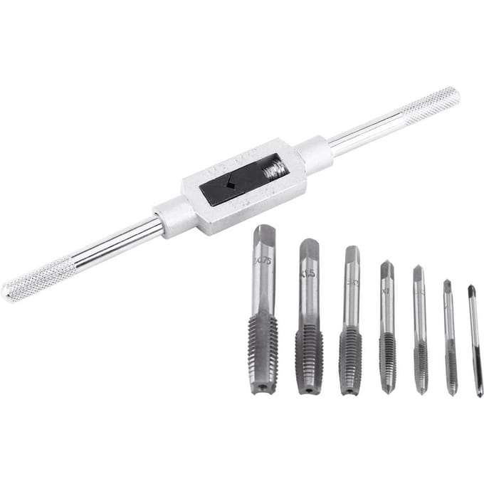 Jeu de clés à tarauder réglables avec tarauds métriques M345681012 white