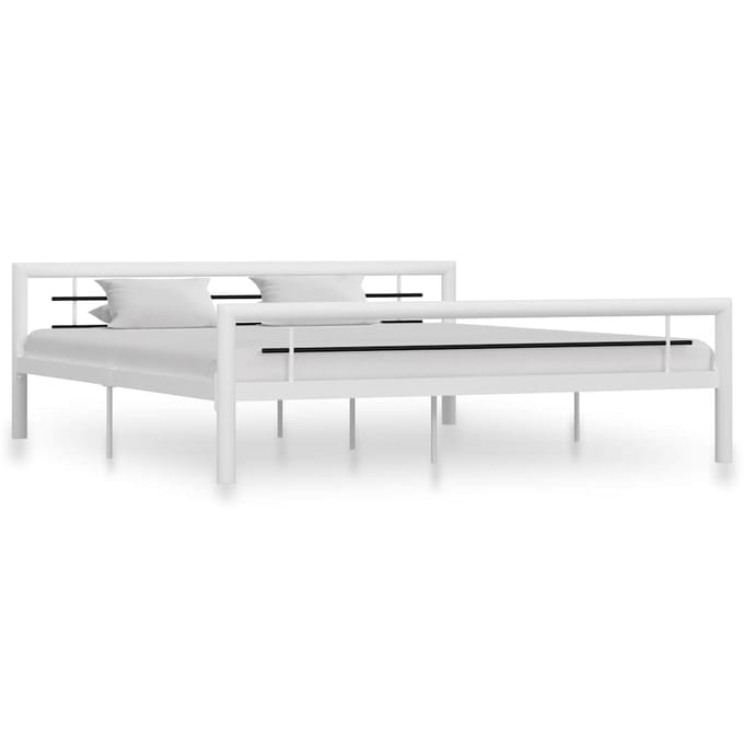 vidaXL - Bedframe - metaal - wit - en - zwart - 180x200 - cm