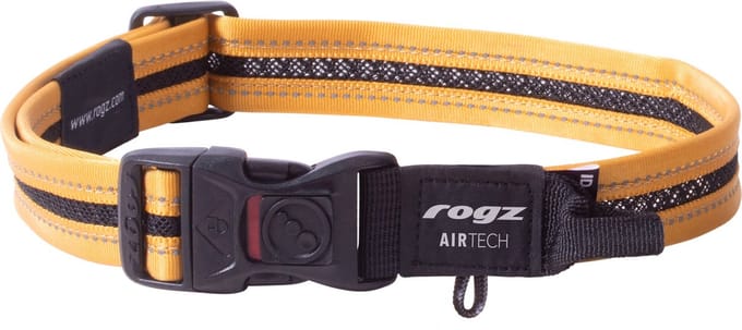 Rogz Air Tech Halsband Zwart&Oker - Hondenhalsband - L 34-56 Cm