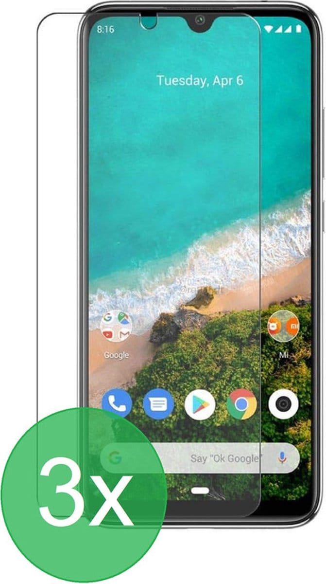 Screenprotector 3x Geschikt voor: Xiaomi Mi A3 - screen protector - glas - bescherm - beschermglas - ZT Accessoires