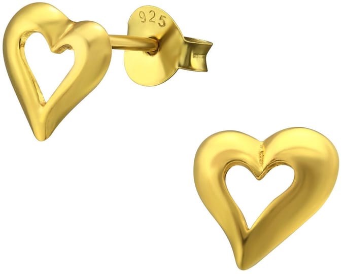 Joy|S - Zilveren hartje oorbellen - 9 mm - gold plated