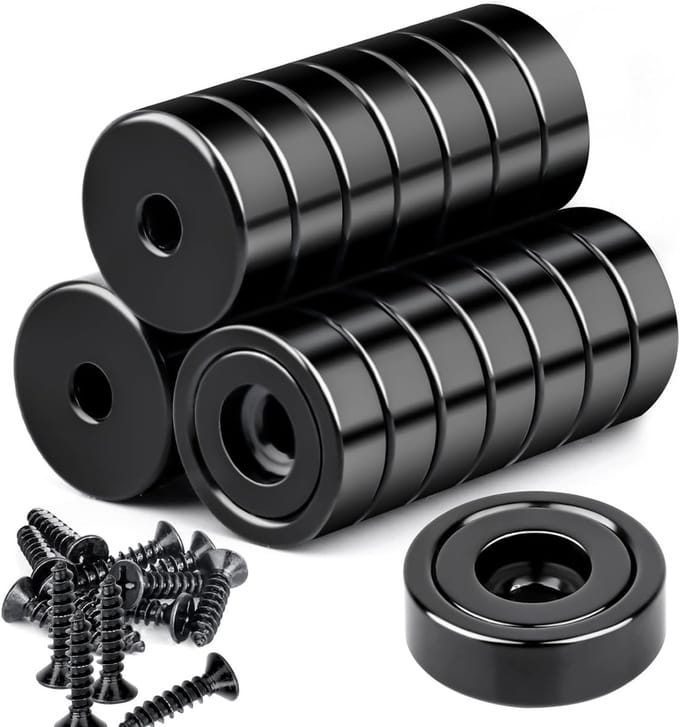 Extra sterke neodymium magneten - 16 x 5 mm - zwart - 22 stuks