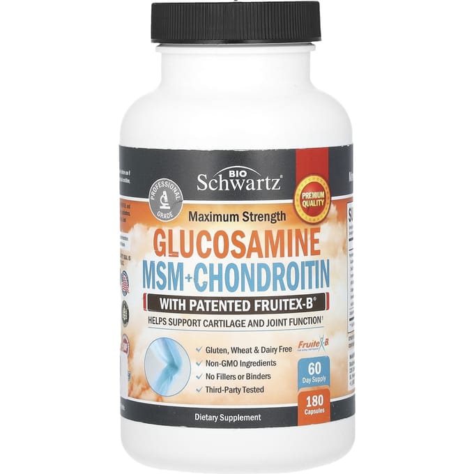 BioSchwartz, Maximale Sterkte, Glucosamine MSM + Chondroïtine, 180 Capsules