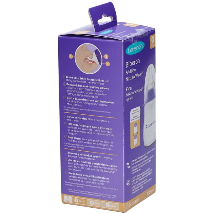 Lansinoh Zuigfles + NaturalWave® Speen 1m+ 160 ml 1 Combinatieverpakking