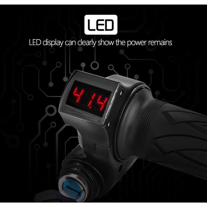 1 Paire Poignée Étanche à Affichage LED pour Voitures Électriques Vélo Scooter black